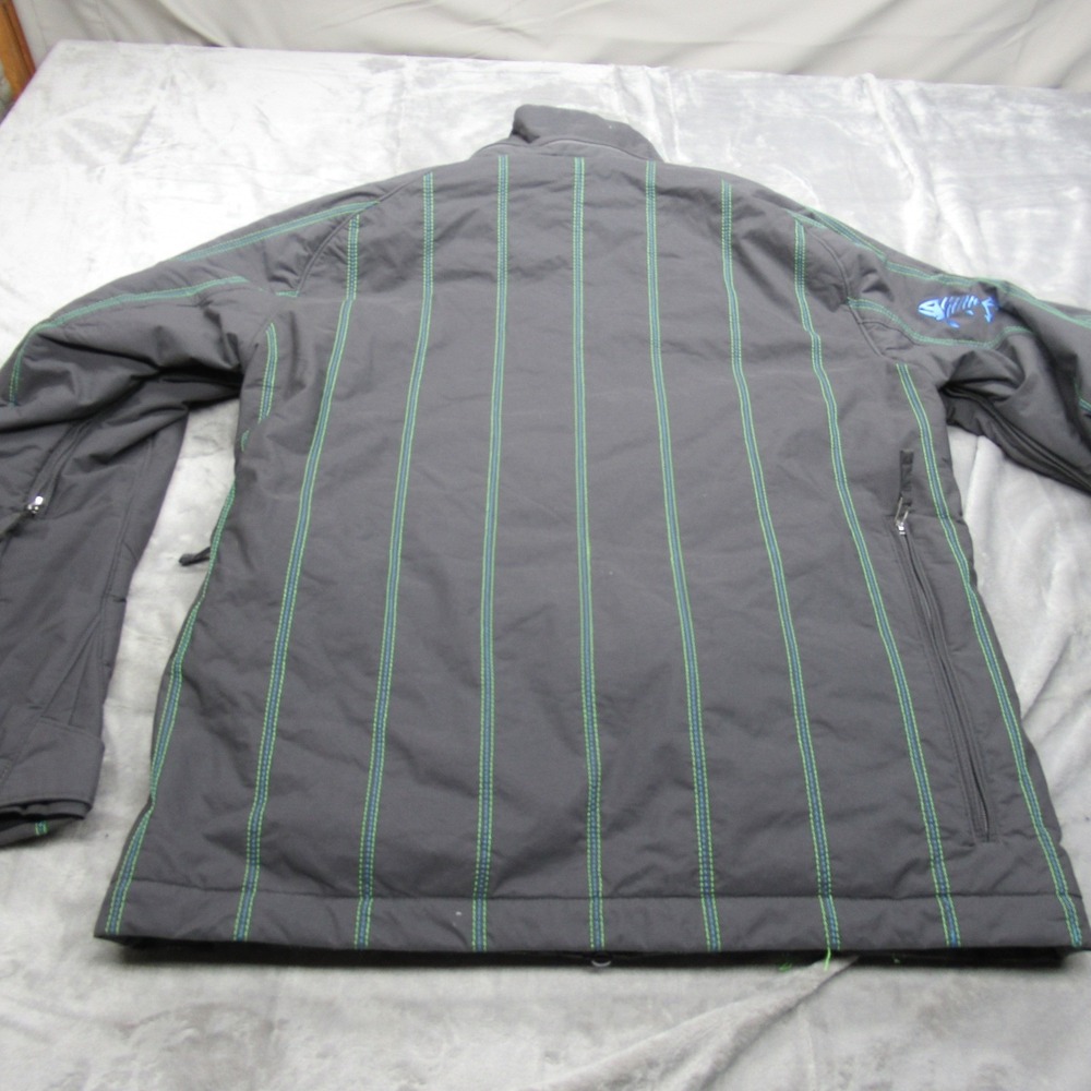 Descente Jacket Men Small Gray Stripes Pockets Insulated Back Vent Ski Snowboard - Picture 2 of 12